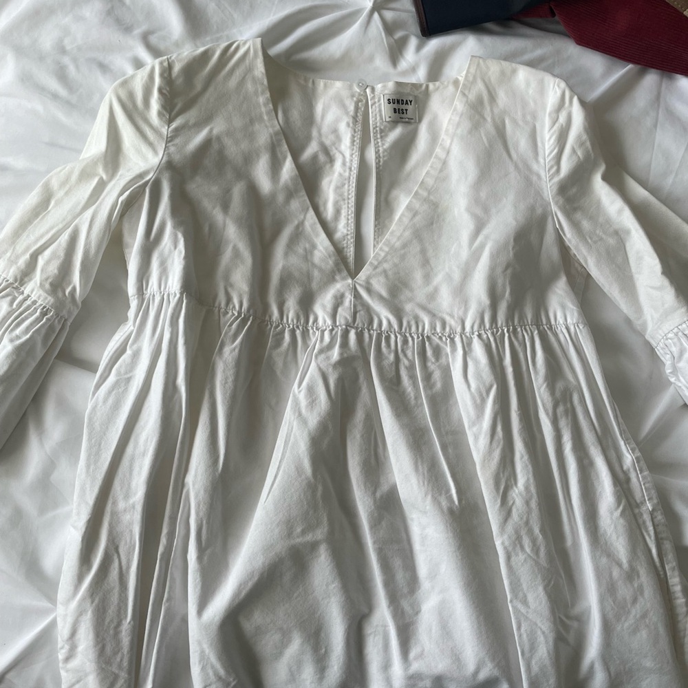 Sunday Best White V-Neck Women's Top